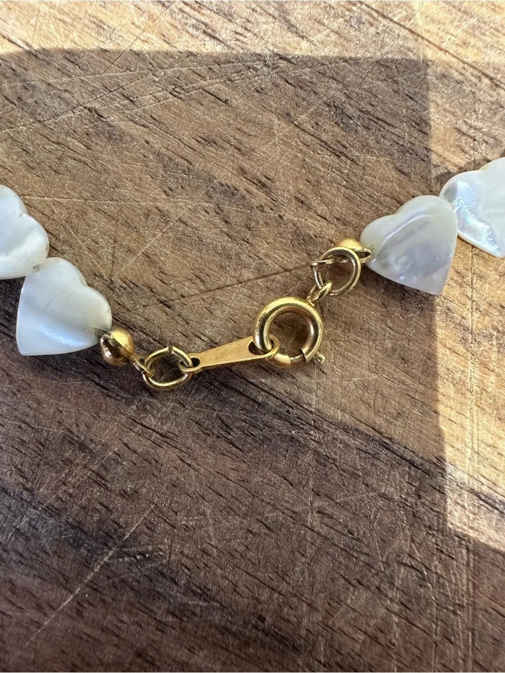 Mother of Pearl Heart Beaded Necklace 17in